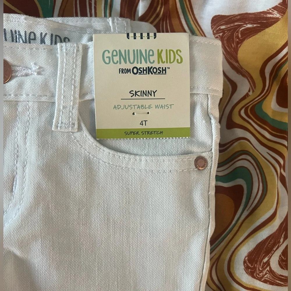 NWT 10/$40 Oshkosh Skinny Jeans Pants adjustable Waist White Genuine Kids